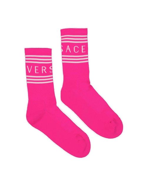 Versace Pink Logo Intarsia Socks