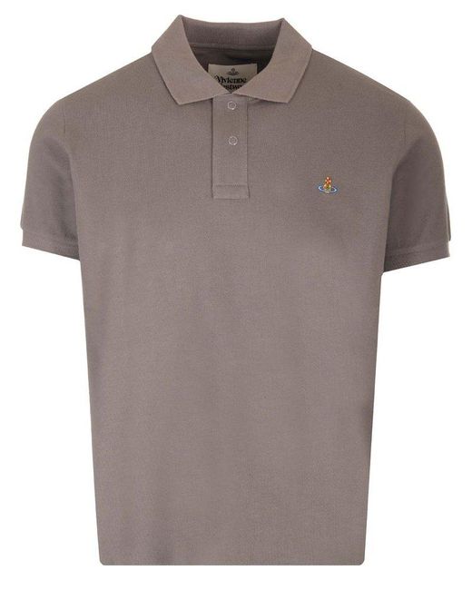 Vivienne Westwood Gray Cotton Piqué Polo Shirt for men