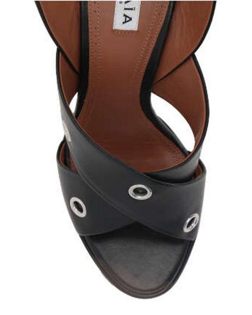 Alaïa Black Block Heel Eyelets Detailed Plateform Sandals
