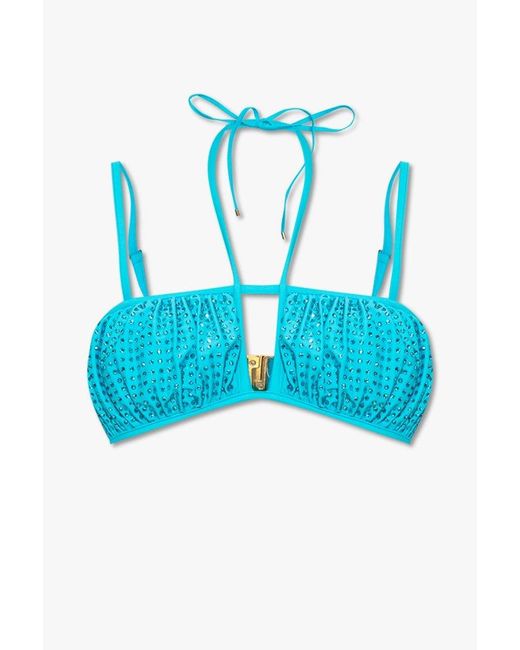 SelfPortrait Swimsuit Top in Blue Lyst