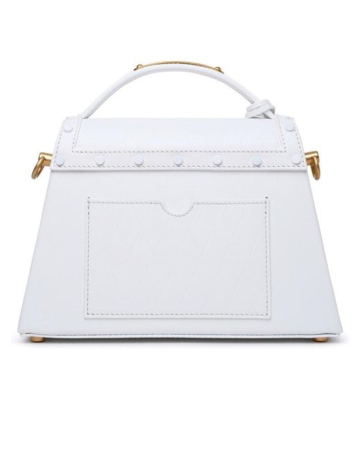 Balmain White B-Buzz Dynasty Leather Bag
