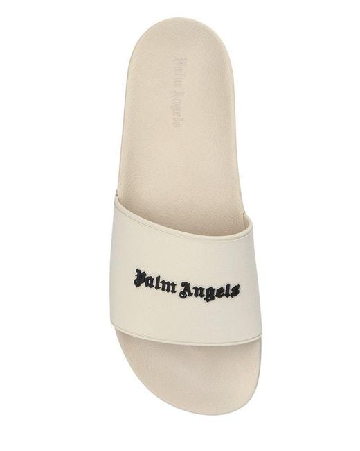 Palm Angels White Logo Embossed Slippers for men