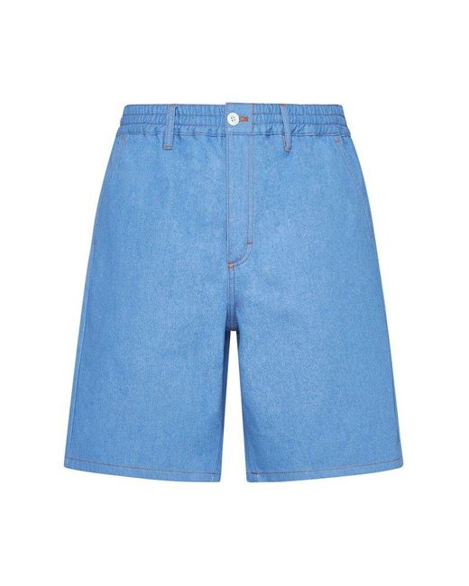 Marni Blue Logo-embroidered Mid-rise Shorts for men