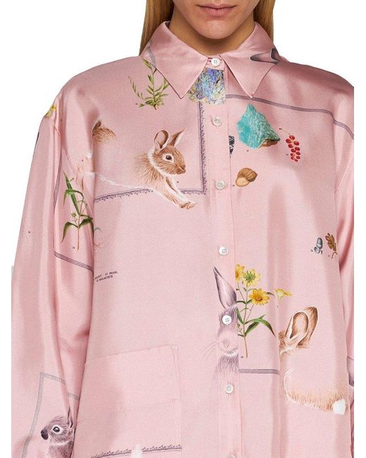 Lanvin Pink Botanical Printed Long-sleeved Shirt