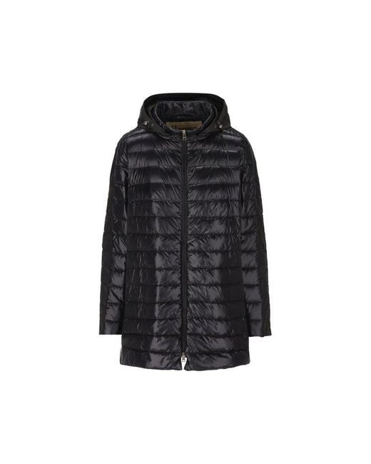 Herno Black Quilted Hooded Jacket