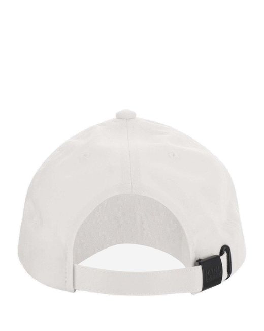 Karl Lagerfeld White Logo Printed Baseball Cap for men