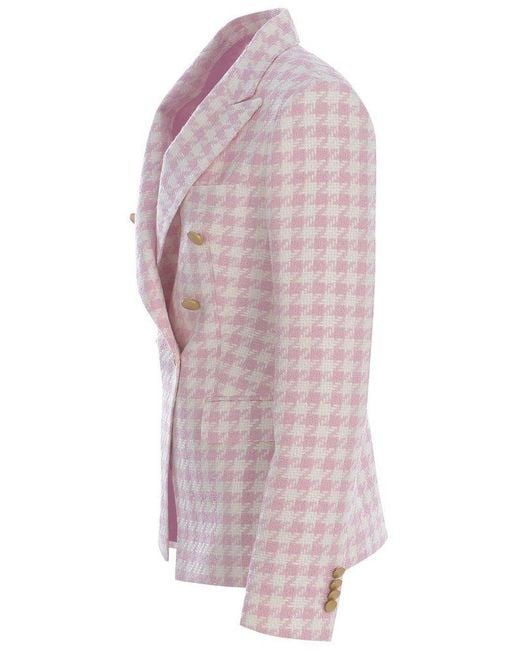 Tagliatore Pink J-Alycia Double-Breasted Checked Blazer