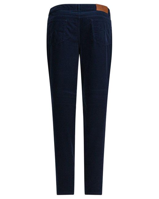 Brunello Cucinelli Blue Logo Patch Corduroy Pants for men
