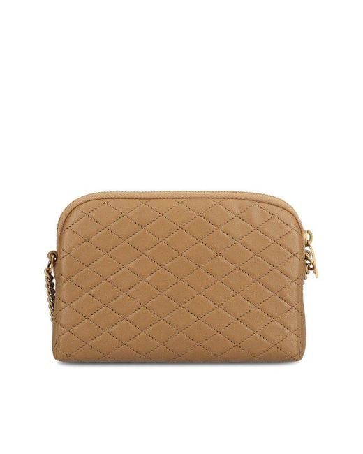 Saint Laurent Brown Gaby Quilted Chain Pouch