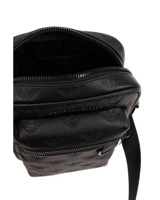Emporio Armani Black Monogrammed Shoulder Bag, for men