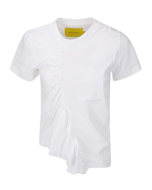 Marques'Almeida White Gathered T-Shirt