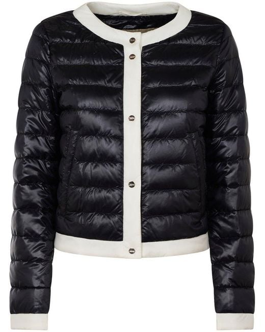 Herno Black Quilted Crewneck Coat