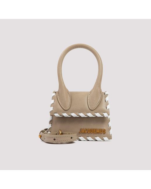 Jacquemus Natural Le Chiquito Whipstitch Leather Top Handle Bag