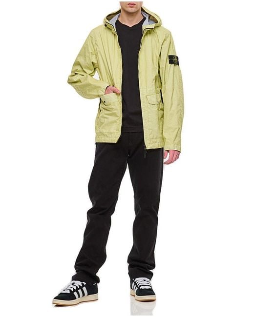 Stone Island Yellow Membrana 3l Tc Zipped Hooded Jacket for men