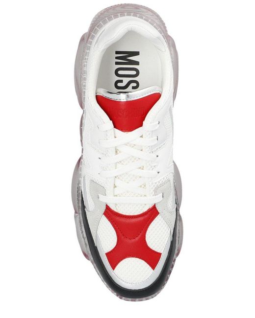 Moschino White Logo-detailed Lace-up Sneakers for men