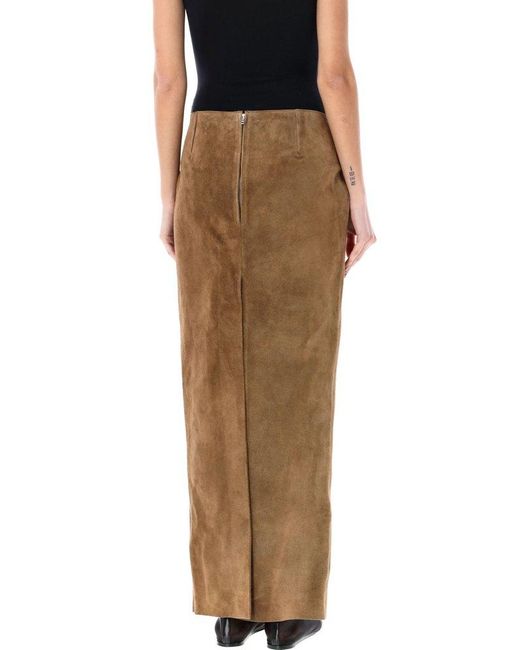 Marni Brown Suede Leather Pencil Skirt