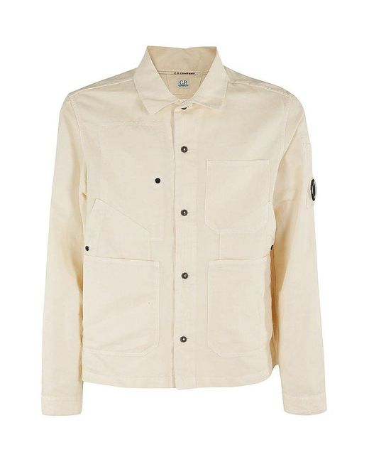 C P Company Natural Cotton Linen Overshirt for men