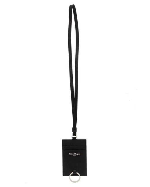 Maison Margiela Black Logo-printed Neck-strap Cardholder