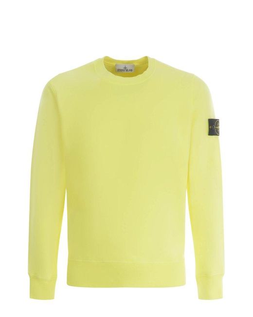 Stone Island Yellow Logo Patch Crewneck Sweatshirt for men