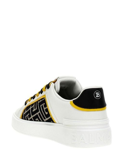 Balmain White B-court Monogram Low Top Sneaker for men