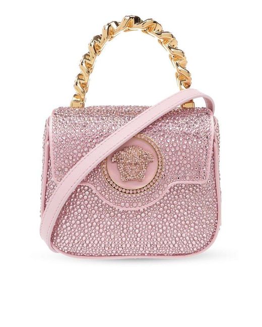 Versace Pink La Medusa Crystal-embellished Mini Bag
