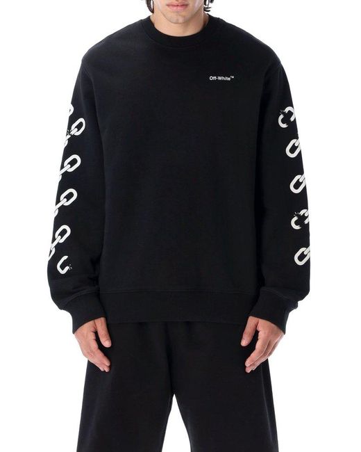 Off-White c/o Virgil Abloh Chain Arrow Logo Printed Crewneck Sweatshirt in  Black for Men | Lyst UK