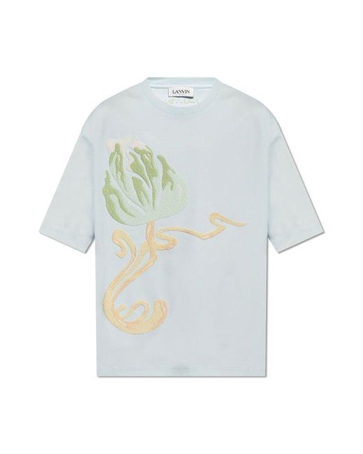 Lanvin White Embroidered T-Shirt, ', Light for men