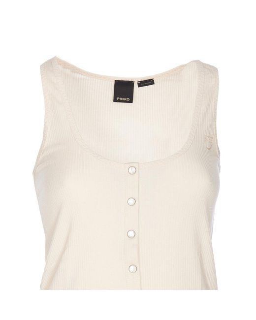 Pinko White Tank Top With Nacre Buttons