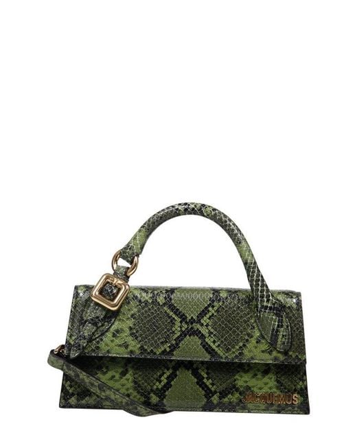 Jacquemus Green Snake Skin Top Handle Bag