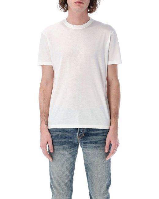 Tom Ford Blue Short Sleeved Straight Hem T-shirt for men