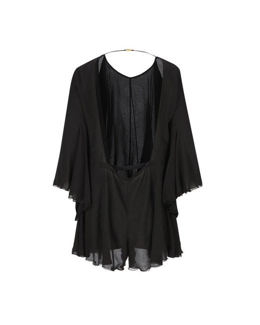 Saint Laurent Black Open-Back Silk Crepe Muslin Romper