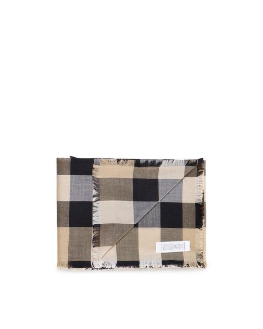 Burberry Multicolor House Check Printed Frayed-Edge Scarf