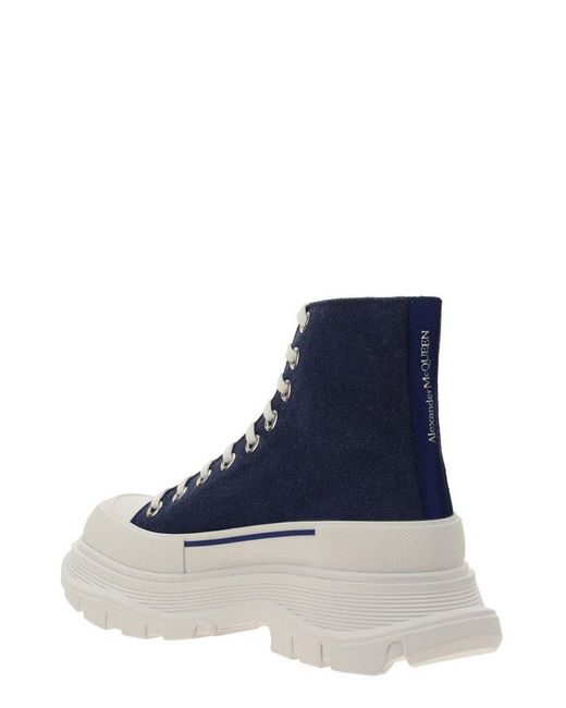 Alexander McQueen Blue Tread Slick Lace-up Sneaker Boots