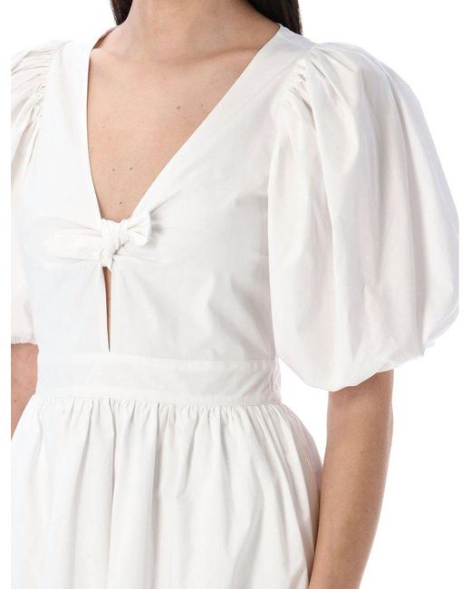 ROTATE BIRGER CHRISTENSEN White Puff Sleeve Midi Gown