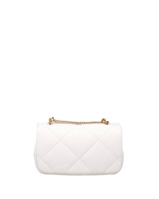 Tory Burch White Kira Diamond Quilted Mini Shoulder Bag