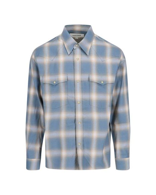 TONYWACK Blue Classic Check Pattern Shirt for men