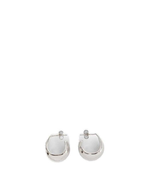 Lemaire White Logo-engraved Small Curved Drop Earrings