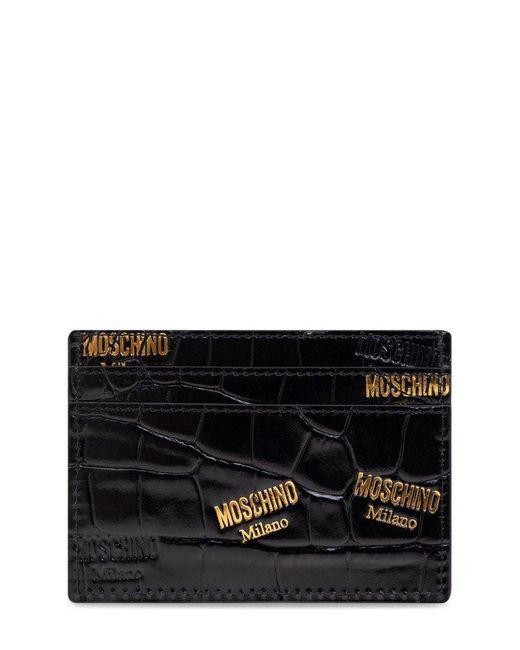 Moschino Black Embossed Card Holder for men
