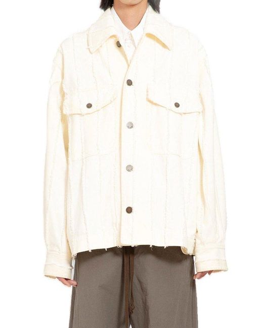Uma Wang Natural Frayed Button-up Jacket for men