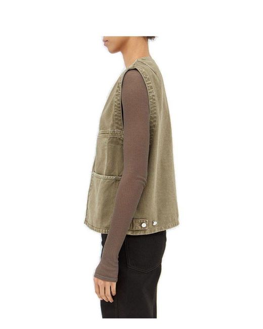 Lemaire Button-Fastened V-Neck Denim Vest in Natural | Lyst 