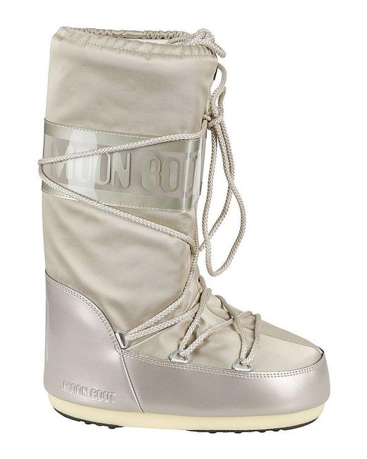 Moon Boot Natural Icon Glance Lace-up Satin Boots