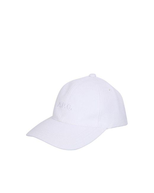 A.P.C. White Embroidered Baseball Cap With Adjustable Design By A.p.c for men