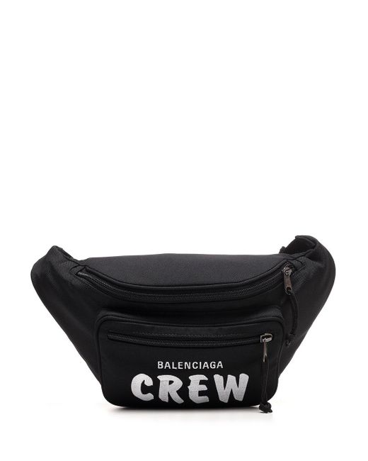 Balenciaga Black Crew Logo Nylon Belt Bag for men