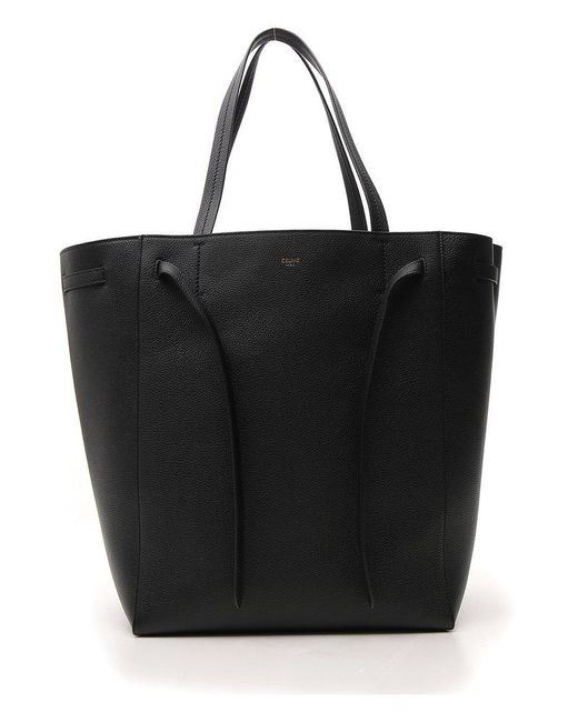 Celine Leather Logo Detailed Medium Tote Bag in Black | Lyst UK