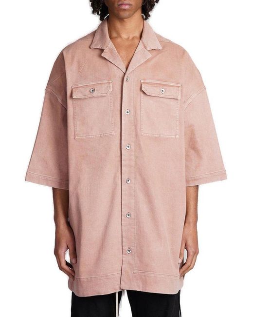 Rick Owens Pink Short-sleeved Oversized Shirt for men