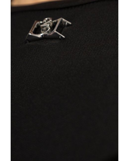 DSquared² Black Logo Detailed Long-sleeved Mini Dress