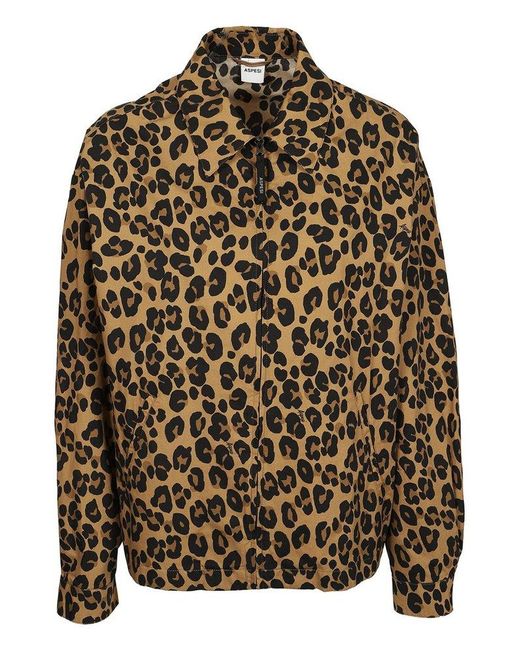 Aspesi Multicolor Leopard Printed Zipped Jacket