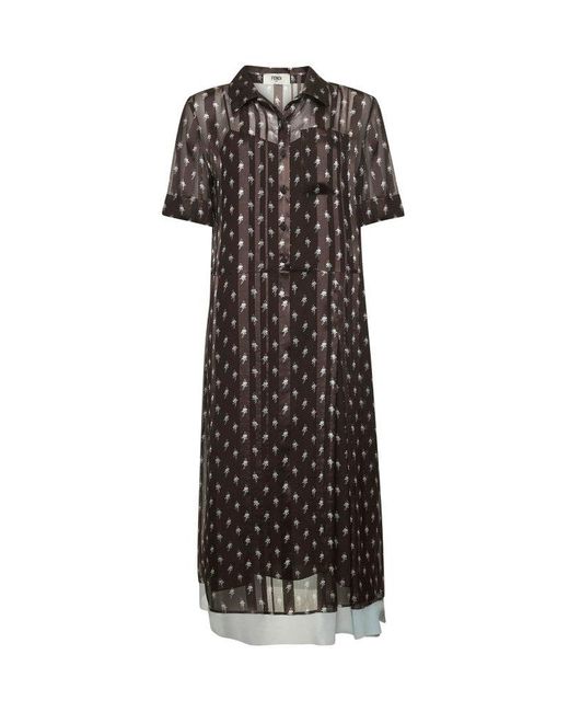 【関税&送料込】Fendi Printed Chiffon Long Dress Fendi Maxi dresses for Women | Online Sale up to 77% off | Lyst