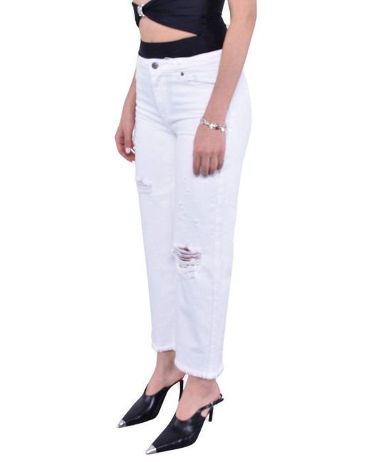 Michael Kors White Distressed Fringed Jeans