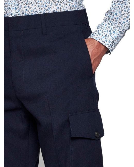 Paul Smith Blue Turn-up Hem Cargo Trousers for men